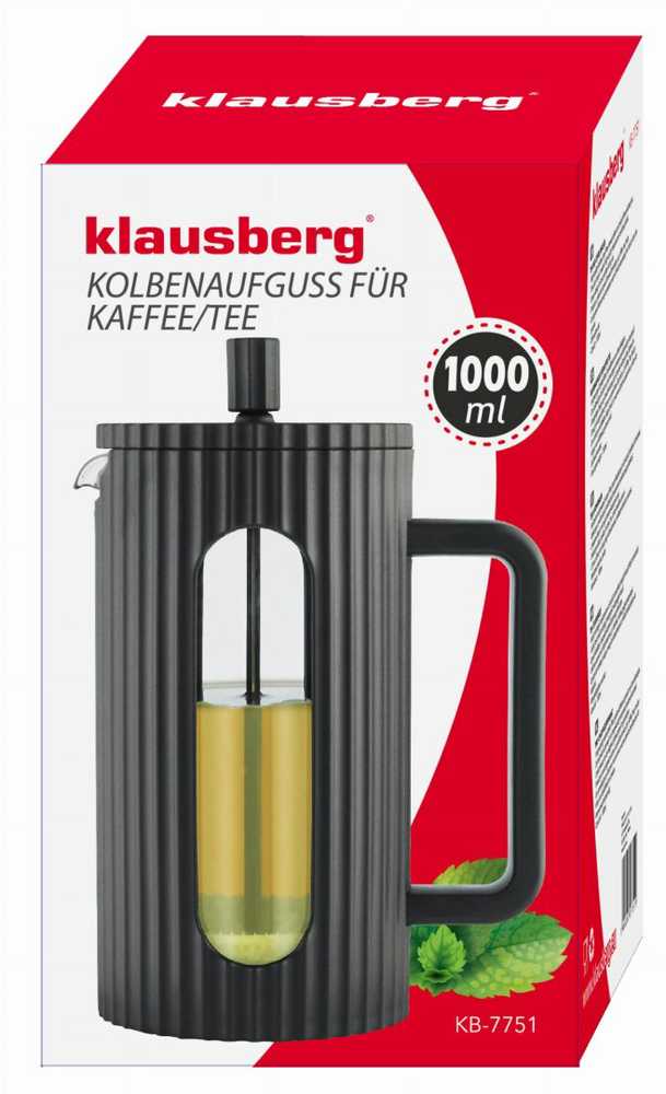 Klausberg Zaparzacz Kavos/arbatos virimo aparatas su presu, talpa 1 l, juodas, kb7751
