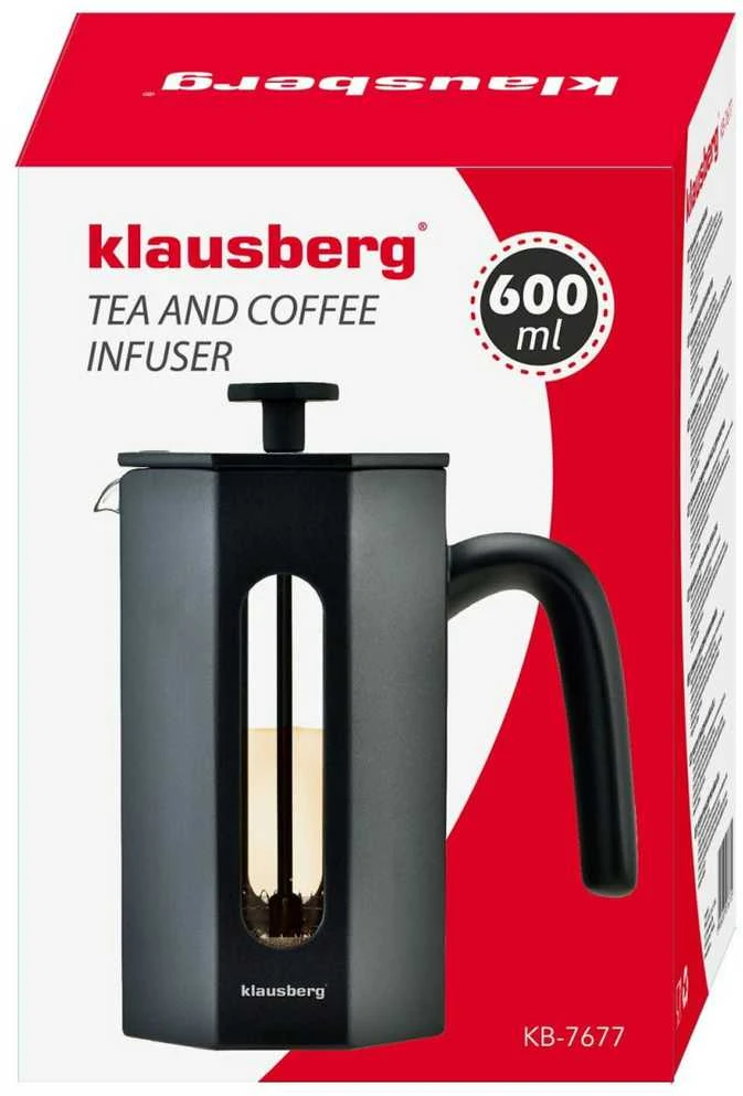 Nuspaudžiamas kavinukas-arbatinukas Klausberg KB-7678, 0.8 l, juodas