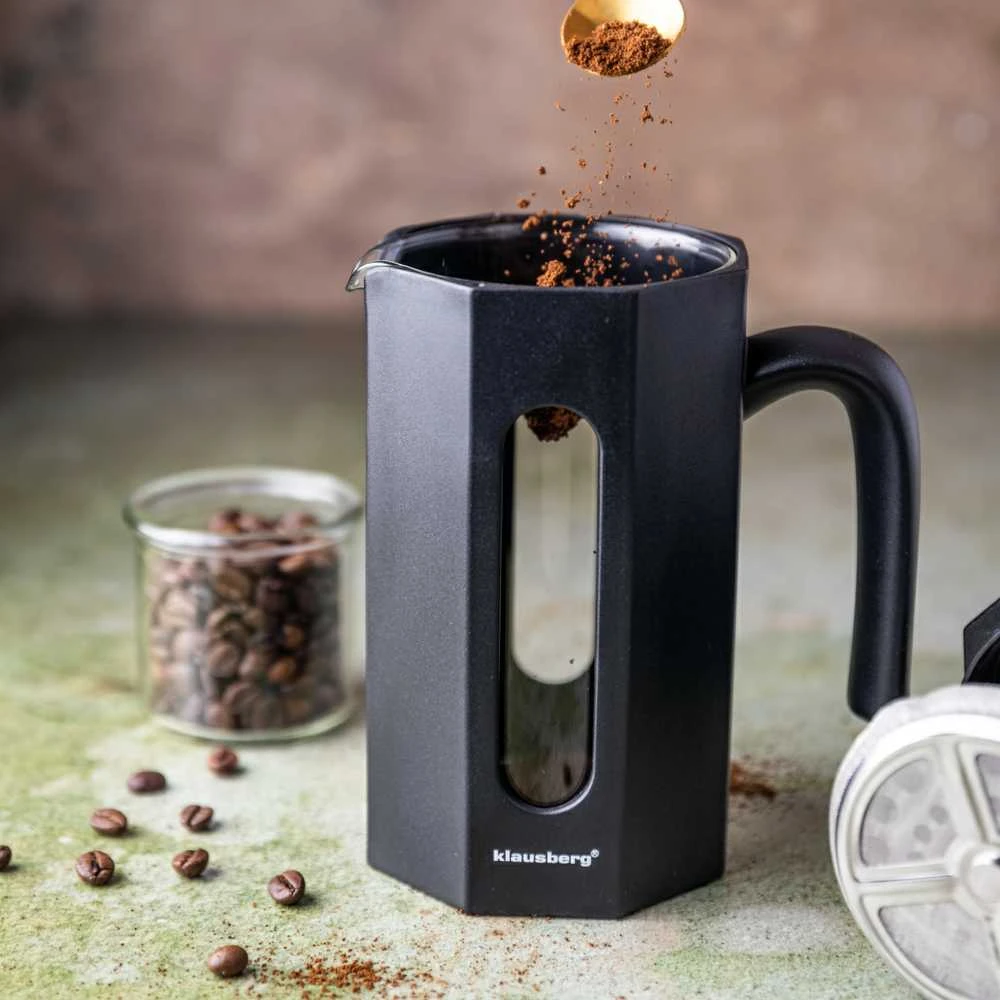 Nuspaudžiamas kavinukas-arbatinukas Klausberg KB-7678, 0.8 l, juodas