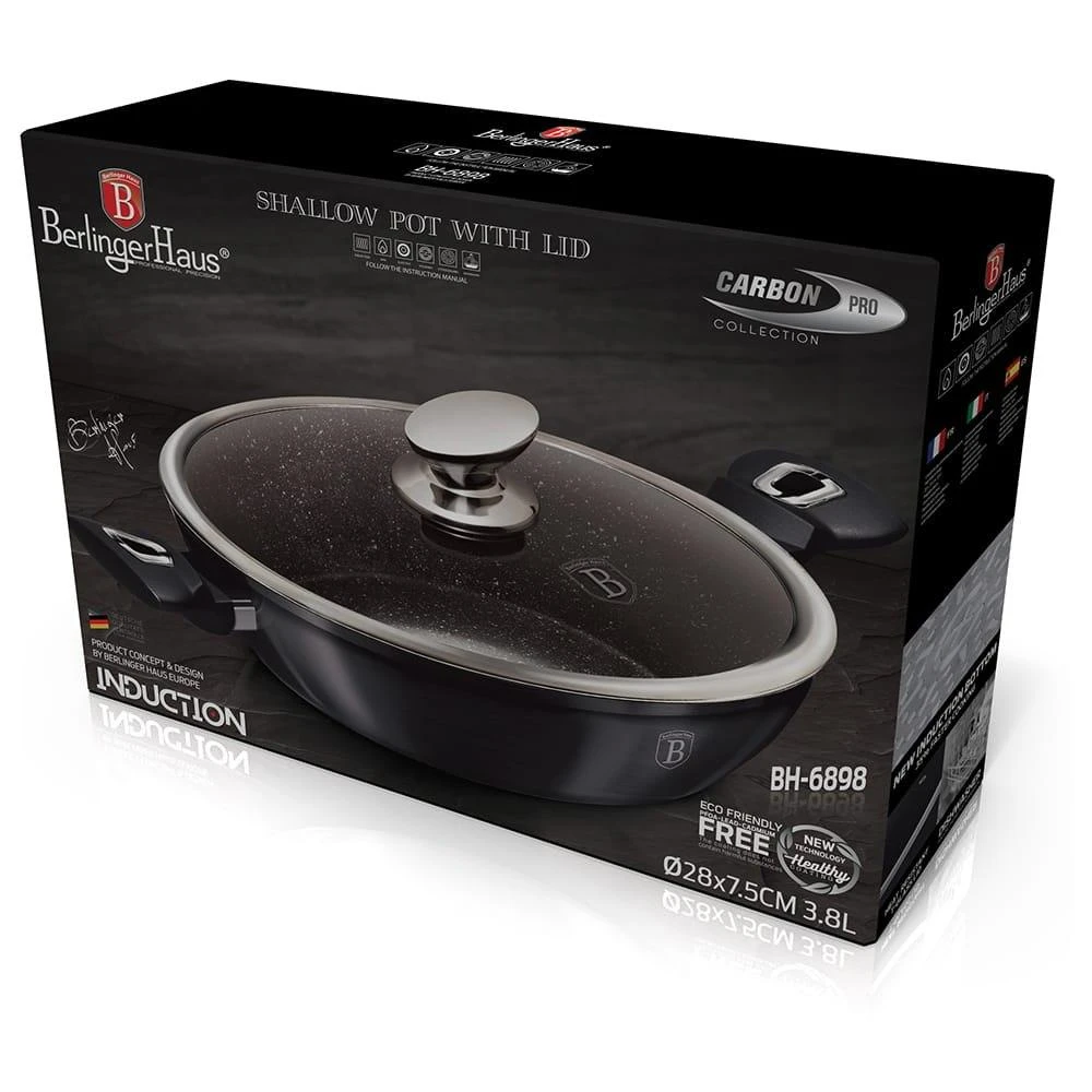 ŽEMAS PUODAS SU DANGIU GRANITE 4.9L 32cm BERLINGER HAUS METALLIC LINE Carbon Pro BH-6899