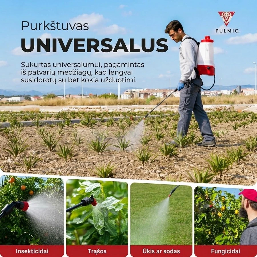 Akumuliatorinis sodo purkštuvas Pulmic Pegasus 15L su ličio baterija + Dovana