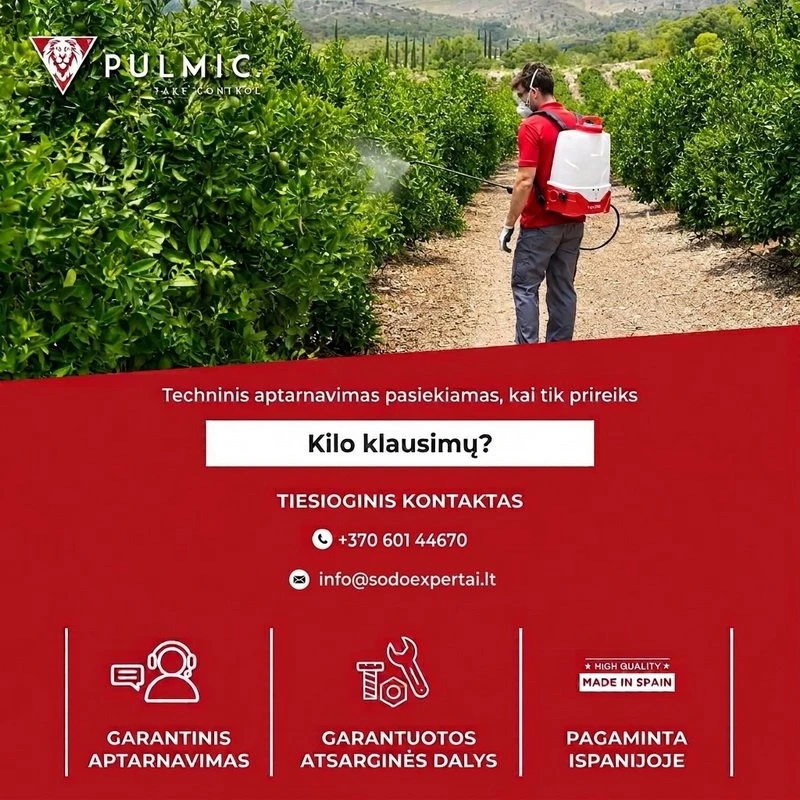 Akumuliatorinis sodo purkštuvas Pulmic Pegasus 15L su ličio baterija + Dovana