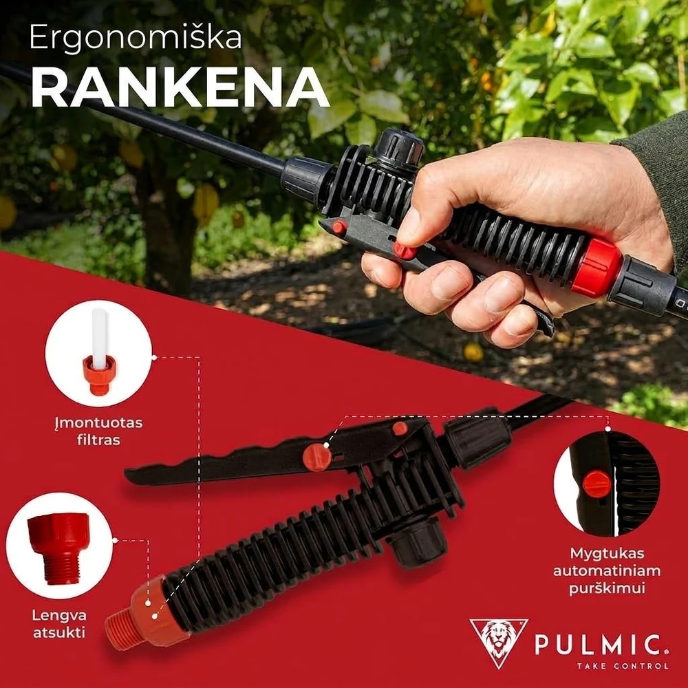 Akumuliatorinis sodo purkštuvas Pulmic Pegasus 15L su ličio baterija + Dovana