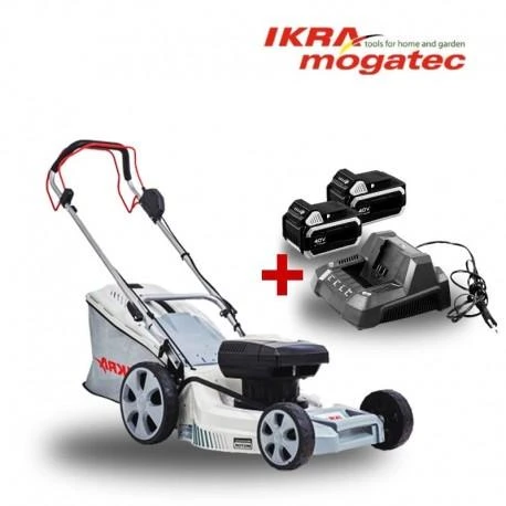 Akumuliatorinė savaeigė vejapjovė 80 V (2 × 40 V) 2 × 2,5 Ah IKRA IAM 40-4625 S - KOMPLEKTAS