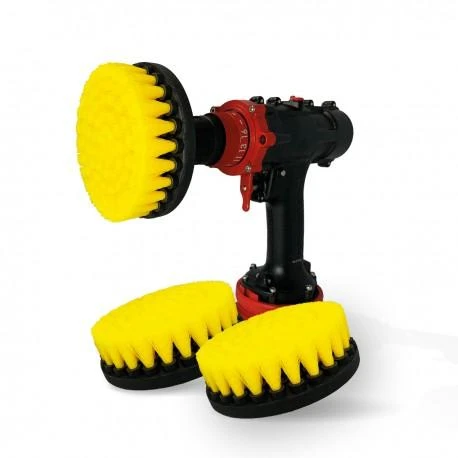 Profesionalūs valymo šepečiai Premium Drill 3vnt. - vidutiniškai minkštas, geltonas, 13 cm