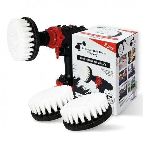 Profesionalūs valymo šepečiai Premium Drill 3vnt. - ypač minkštas, baltas, 13 cm