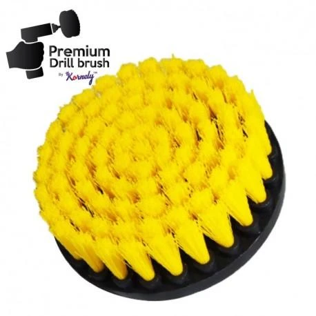 Profesionalūs valymo šepečiai Premium Drill 5vnt. - vidutiniškai minkštas, geltonas, 13 cm