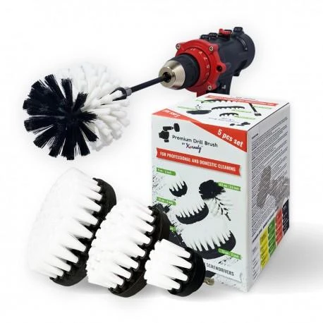 Profesionalūs valymo šepečiai Premium Drill 5vnt. - ypač minkštas, baltas, 13 cm