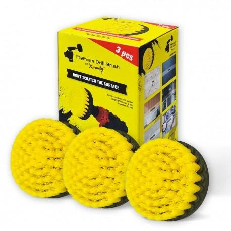 Profesionalūs valymo šepečiai Premium Drill 3vnt. - vidutiniškai minkštas, geltonas, 13 cm