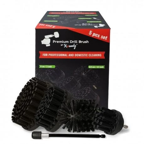 Profesionalus valymo šepetys Premium Drill 5vnt.- ypač kietas, juodas, 13 cm