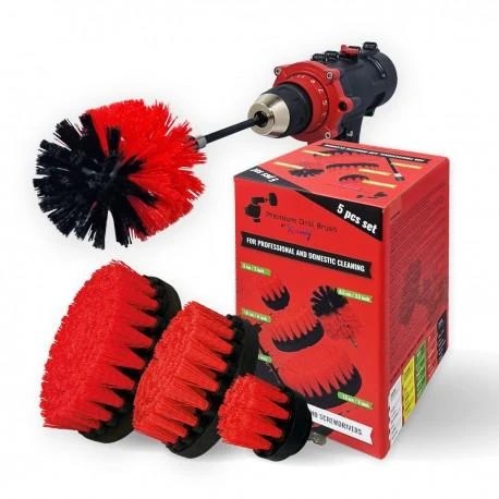Profesionalus valymo šepetys Premium Drill 5vnt.- kietas, raudonas, 13 cm