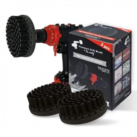 Profesionalus valymo šepetys Premium Drill 3vnt.- ypač kietas, juodas, 13 cm
