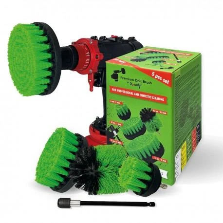 Profesionalus valymo šepetys Premium Drill 5vnt. - vidutiniškai kietas, žalias, 13 cm