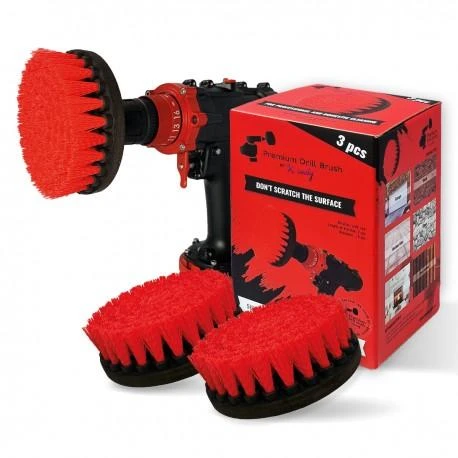 Profesionalus valymo šepetys Premium Drill 3vnt.- kietas, raudonas, 13 cm