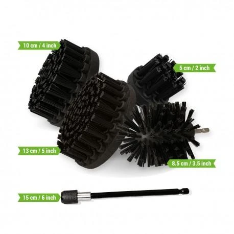 Profesionalus valymo šepetys Premium Drill 5vnt.- ypač kietas, juodas, 13 cm