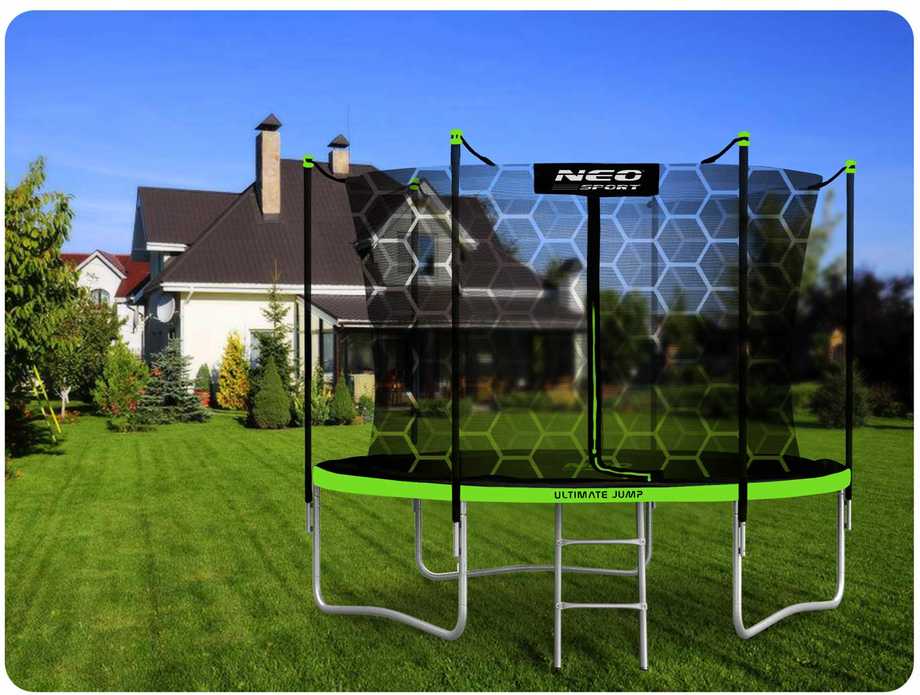 10 pėdų / 312 cm sodo batutas su vidiniu tinklu ir Neo-Sport kopėčiomis