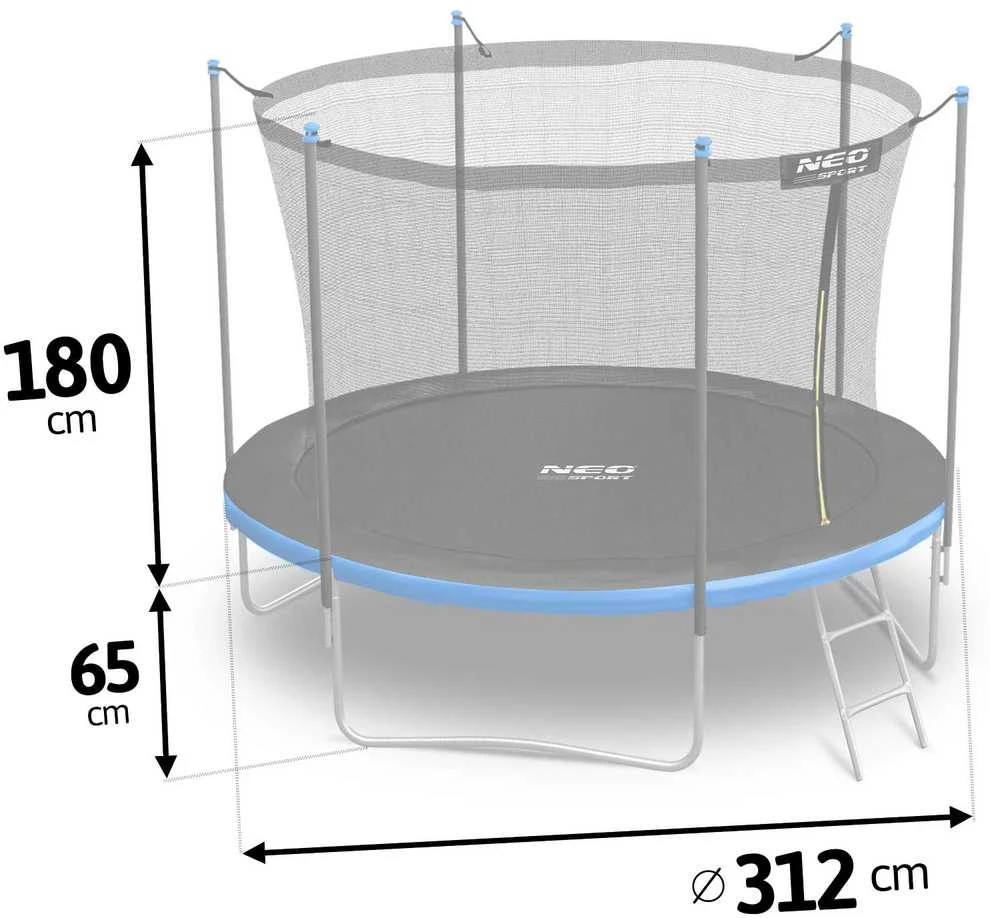 10 pėdų / 312 cm sodo batutas su vidiniu tinklu ir Neo-Sport kopėčiomis