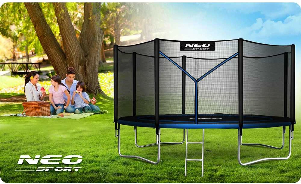 12 pėdų / 374 cm sodo batutas su išoriniu tinklu ir Neo-Sport kopėčiomis