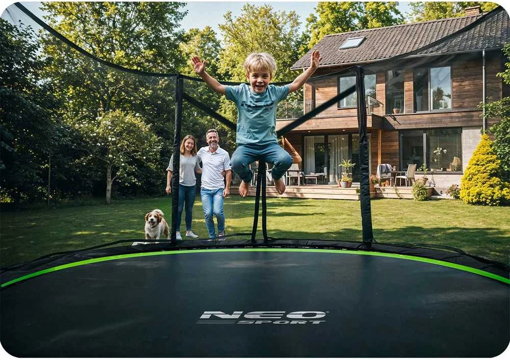 12 pėdų / 374 cm sodo batutas su lauko tinklu ir kopėčiomis Neo-Sport