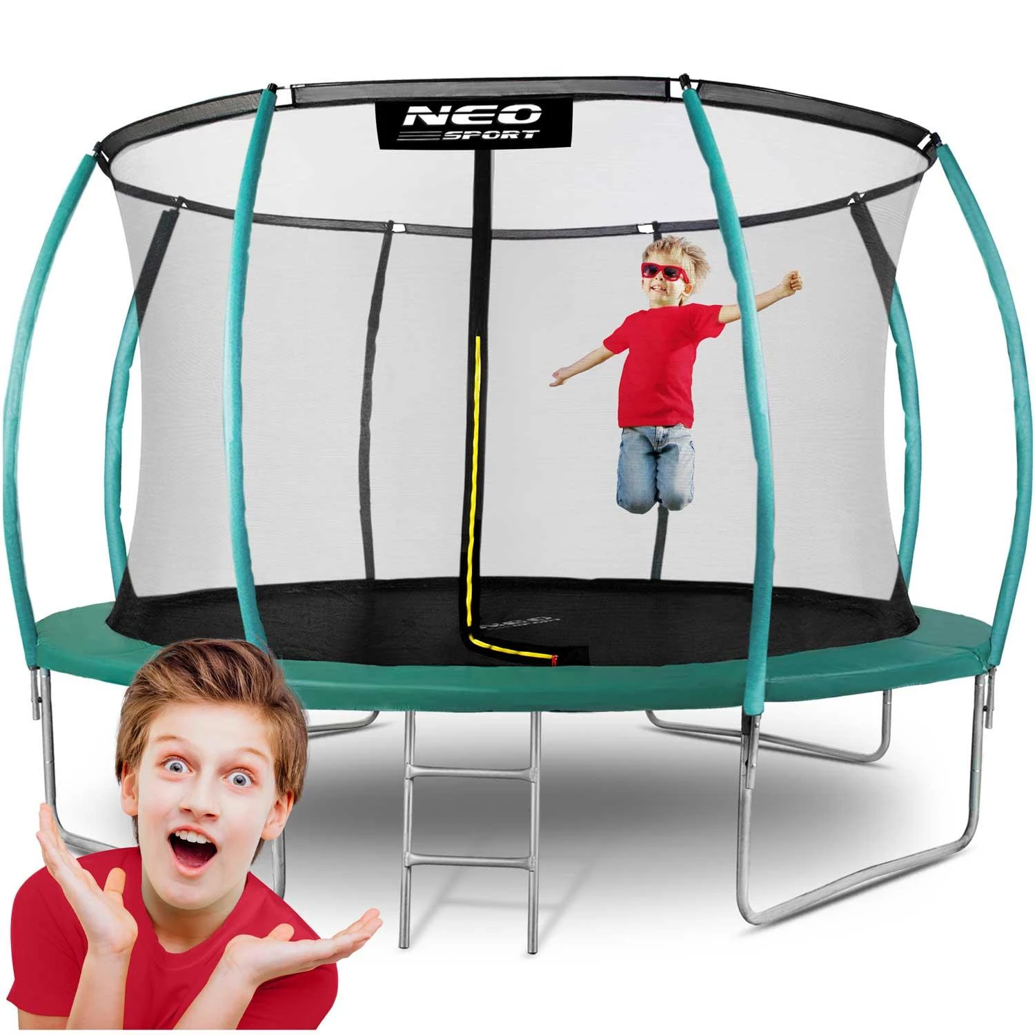 Profiliuotas sodo batutas 12 pėdų / 374 cm su vidiniu Neo-Sport tinkleliu