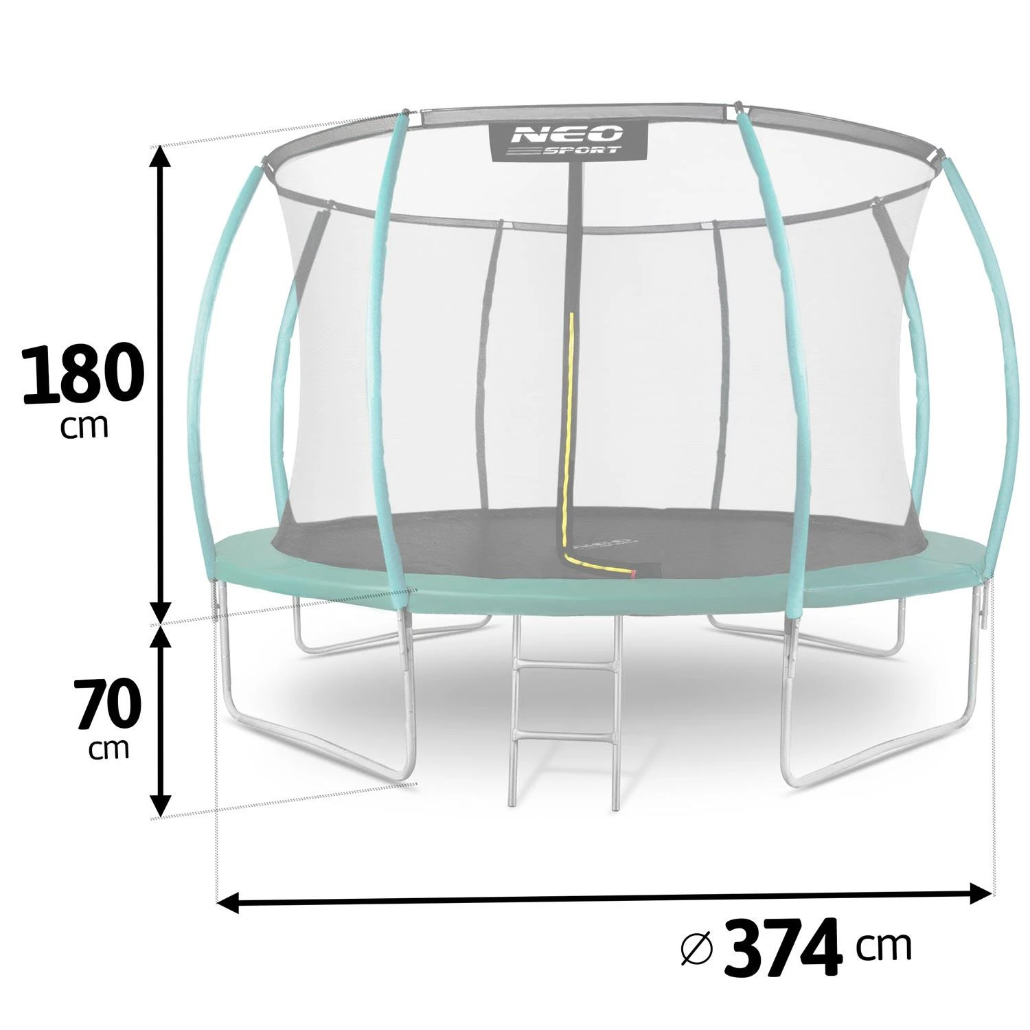Profiliuotas sodo batutas 12 pėdų / 374 cm su vidiniu Neo-Sport tinkleliu