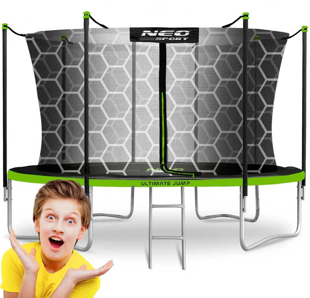 Neo-Sport batutas 374 cm su apsauginiu tinkleliu