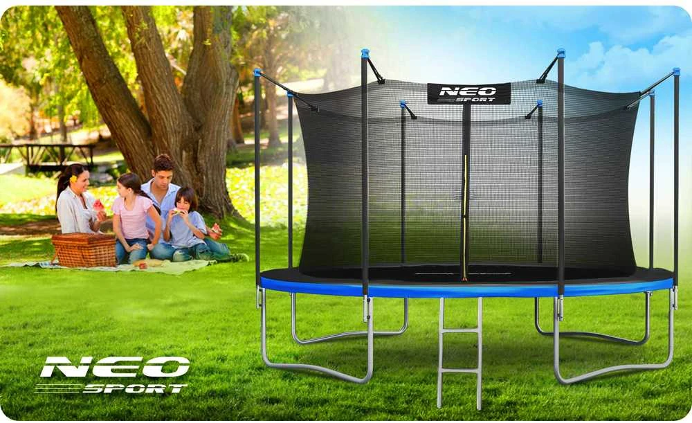 12 pėdų / 374 cm sodo batutas su vidiniu tinklu ir Neo-Sport kopėčiomis