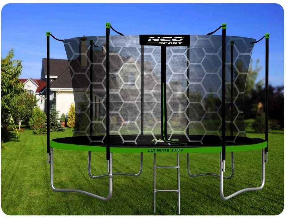 12 pėdų / 374 cm sodo batutas su vidiniu tinklu ir Neo-Sport kopėčiomis