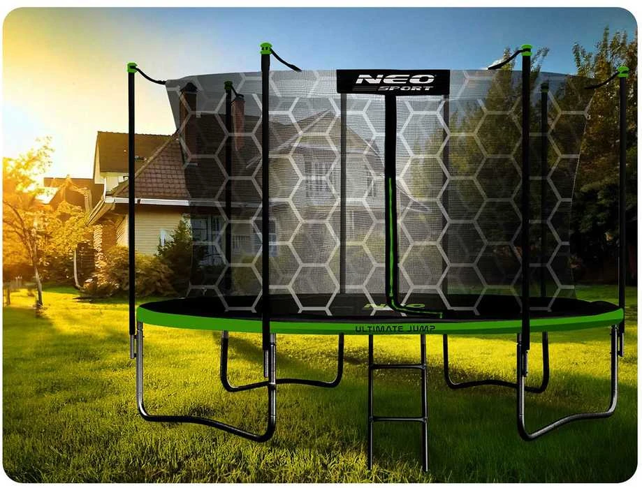 13 pėdų / 404 cm sodo batutas su vidiniu tinklu ir Neo-Sport kopėčiomis