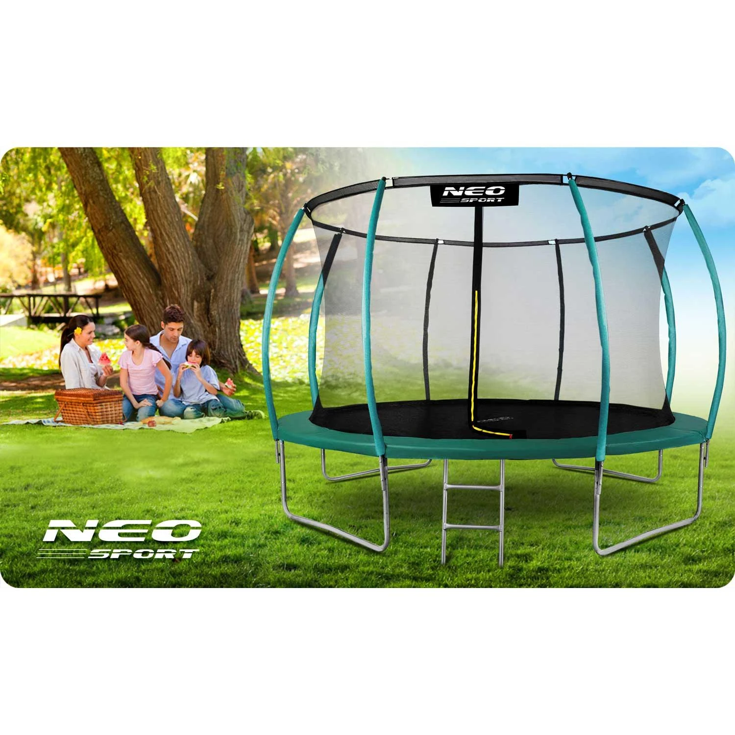 Profiliuotas sodo batutas 14 pėdų / 435 cm su vidiniu Neo-Sport tinkleliu