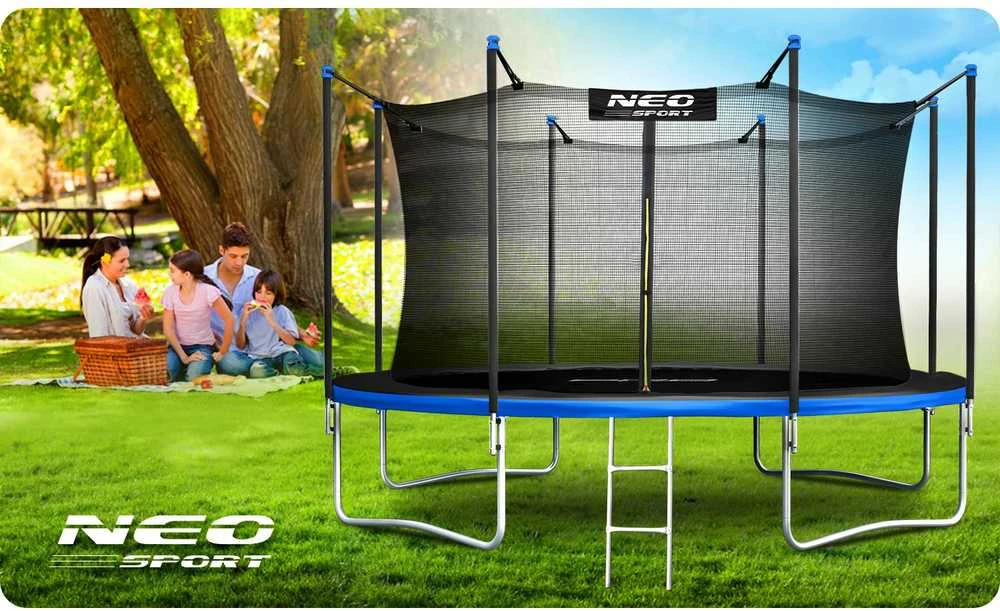 14 pėdų / 435 cm sodo batutas su vidiniu tinklu ir kopėčiomis „Neo-Sport“