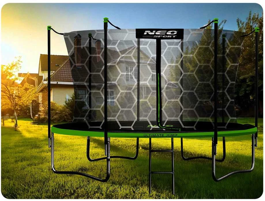 14 pėdų / 435 cm sodo batutas su vidiniu tinklu ir kopėčiomis „Neo-Sport“