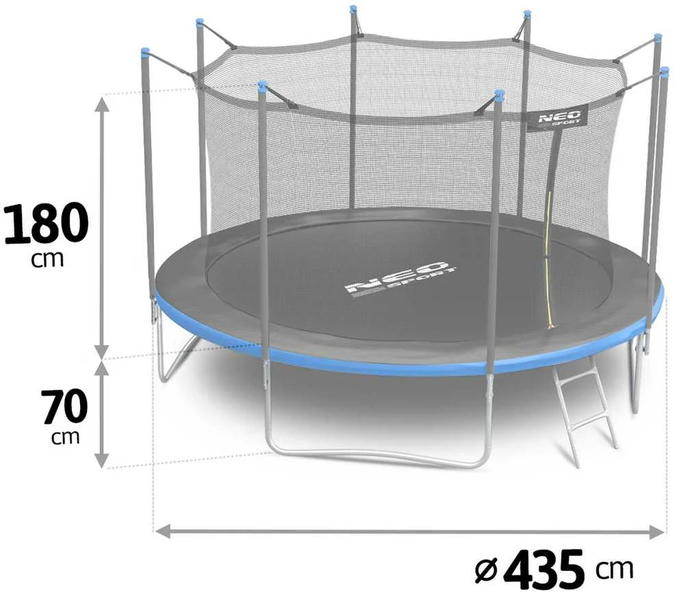 14 pėdų / 435 cm sodo batutas su vidiniu tinklu ir kopėčiomis „Neo-Sport“