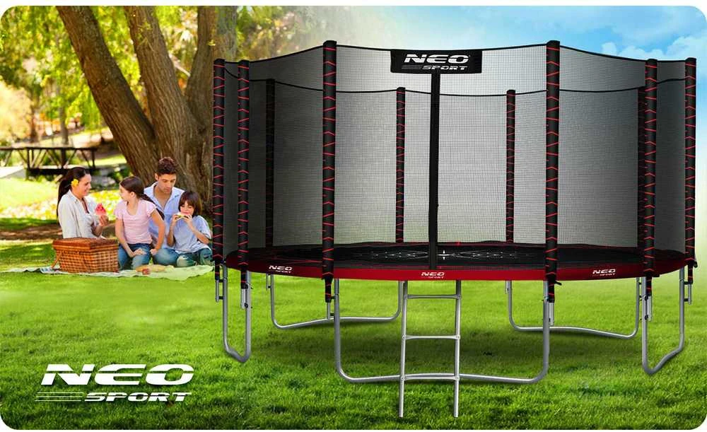 15 pėdų / 465 cm sodo batutas su išoriniu tinklu ir Neo-Sport kopėčiomis