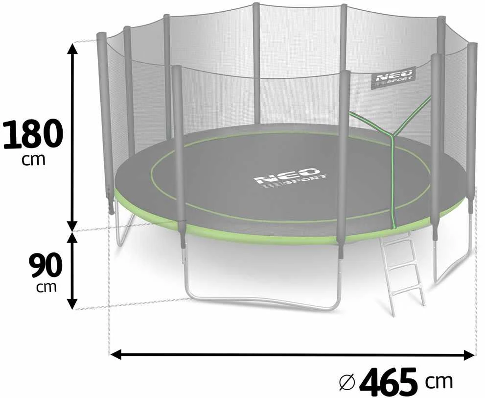 Neo-Sport batutas 465 cm su matmenų schema