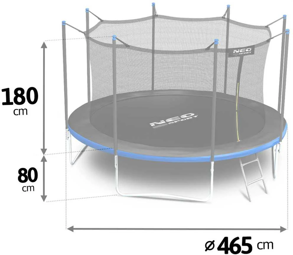 15 pėdų / 465 cm sodo batutas su vidiniu tinklu ir Neo-Sport kopėčiomis