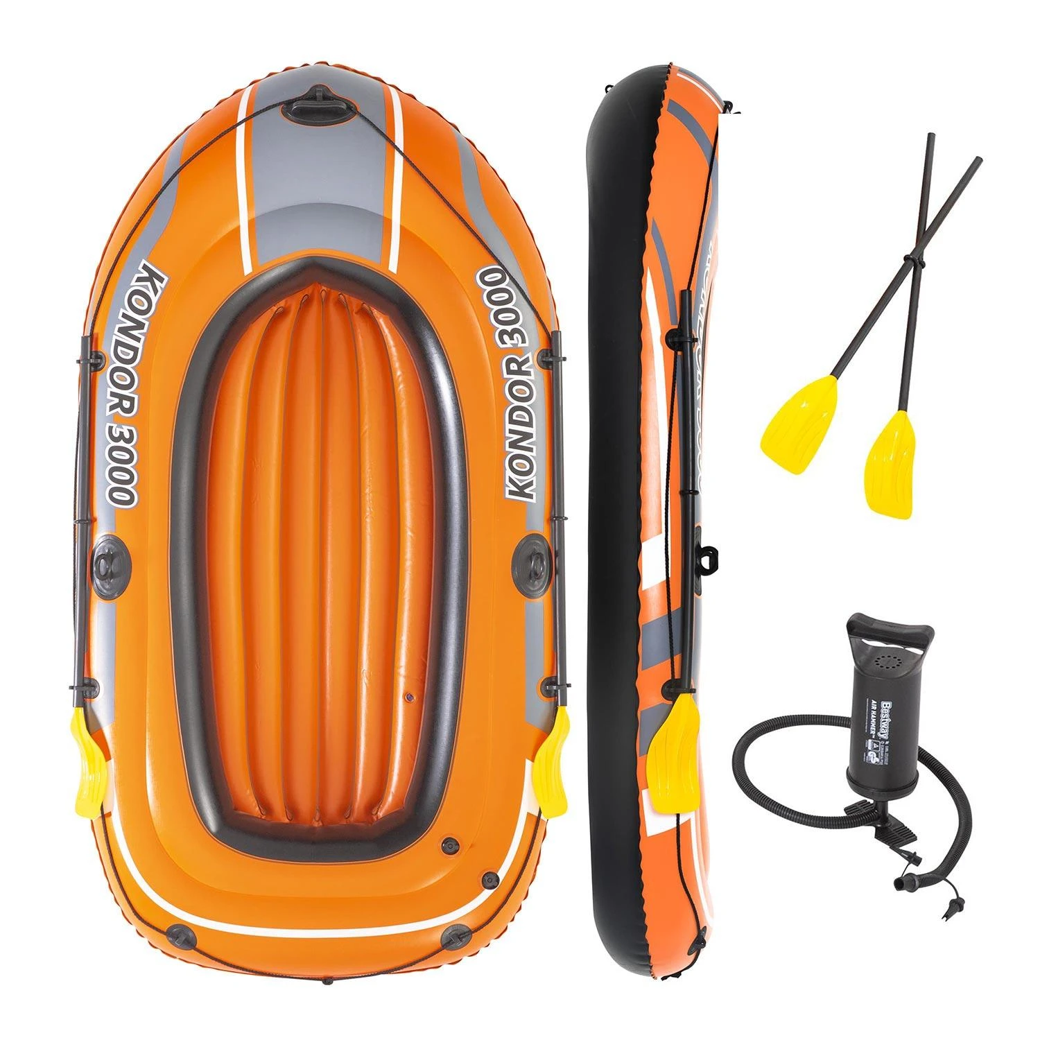 Bestway® pripučiama valtis skirta 2 suaugusiems ir vaikui Kondor 3000 rinkinys, 232 x 115 x 36 cm