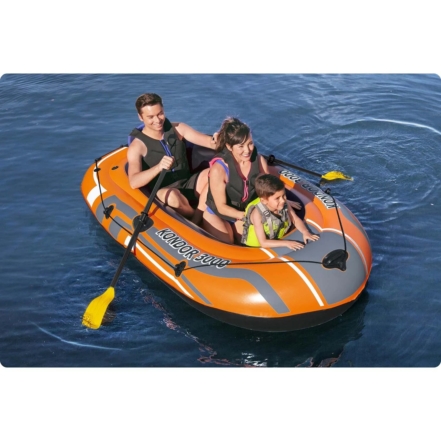Bestway® pripučiama valtis skirta 2 suaugusiems ir vaikui Kondor 3000 rinkinys, 232 x 115 x 36 cm
