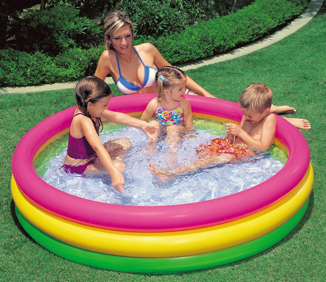 Amo Toys Intex Sunset Pripučiamas baseinas, 147x33cm, 3 žiedai