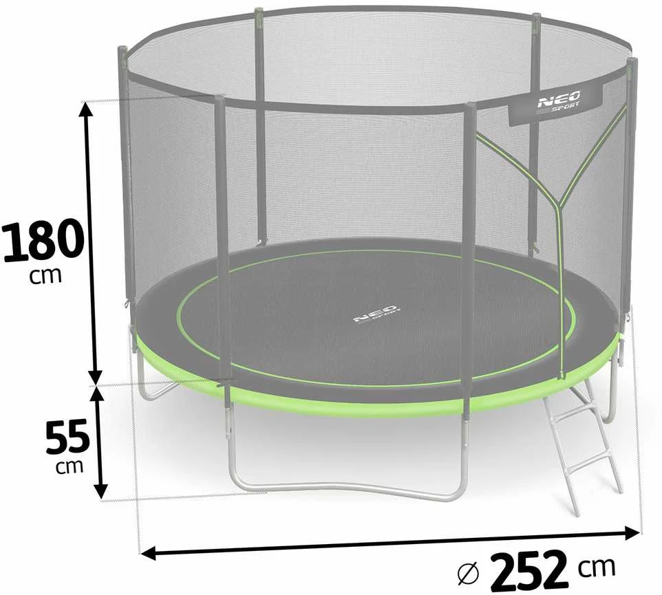 Neo-Sport sodo batutas - techninių matmenų schema