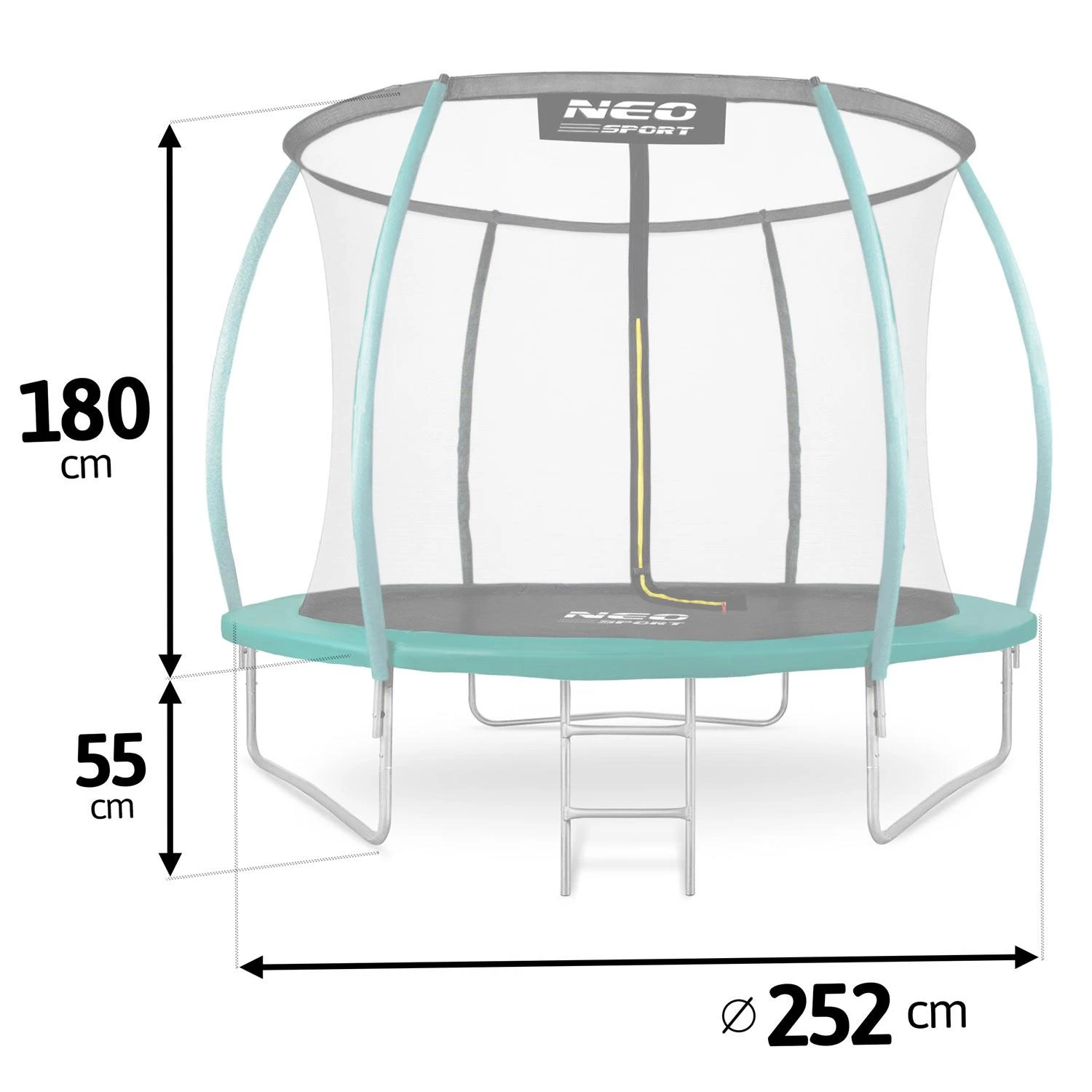 Profiliuotas sodo batutas 8 pėdų / 252 cm su vidiniu Neo-Sport tinkleliu