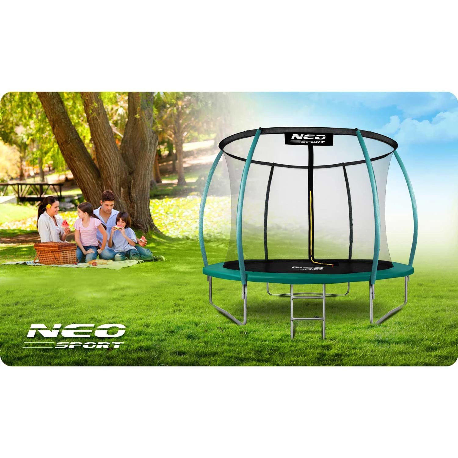 Profiliuotas sodo batutas 8 pėdų / 252 cm su vidiniu Neo-Sport tinkleliu