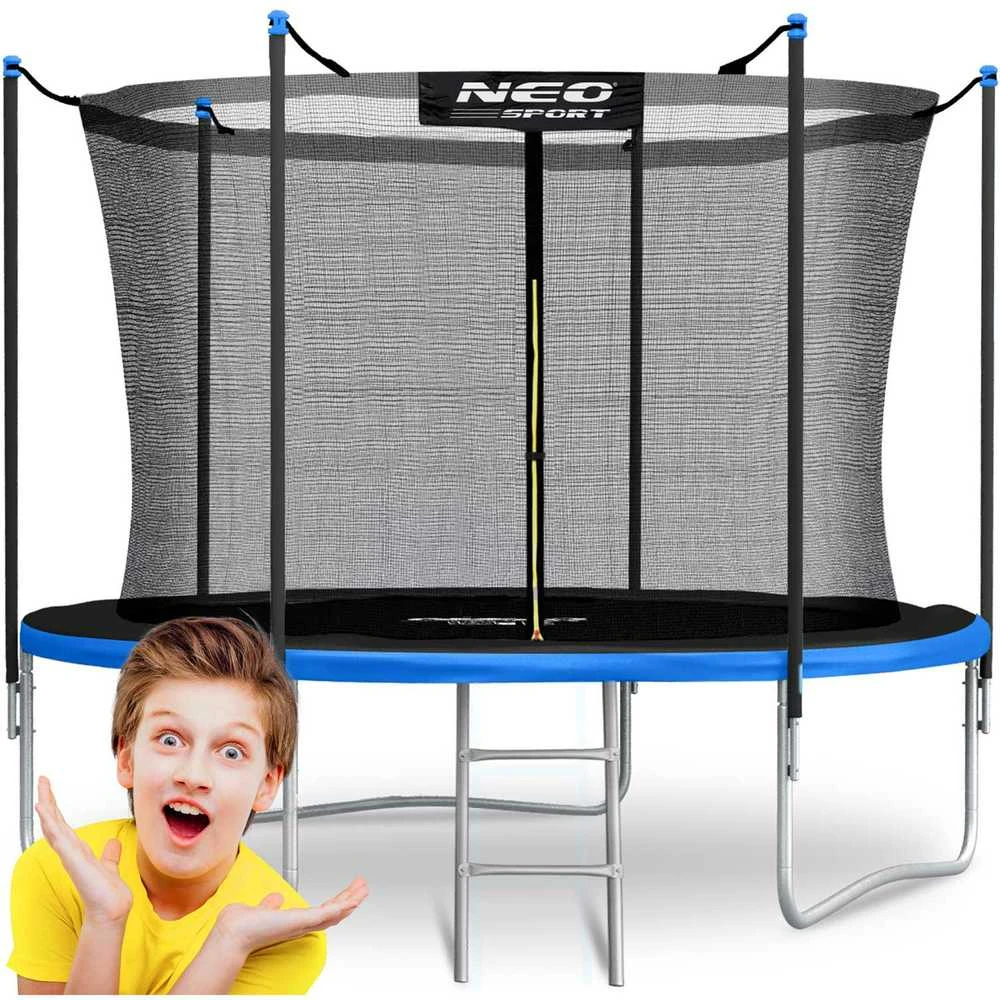 Neo-Sport batutas 252 cm su kopėčiomis ir apsauginiu tinklu
