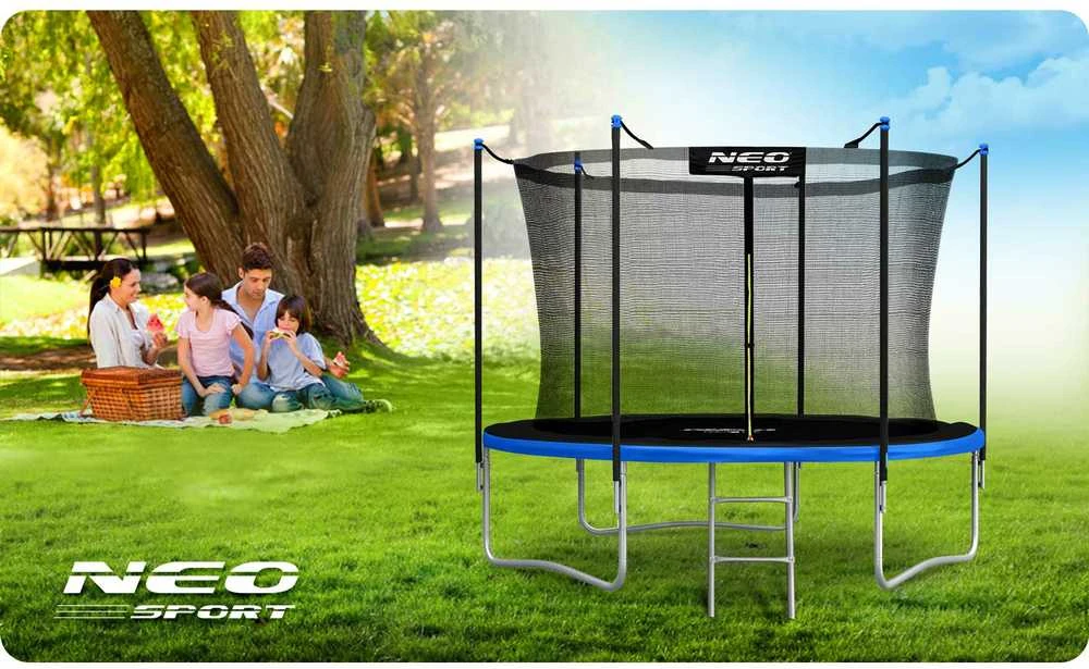 8 pėdų / 252 cm sodo batutas su vidiniu tinklu ir Neo-Sport kopėčiomis