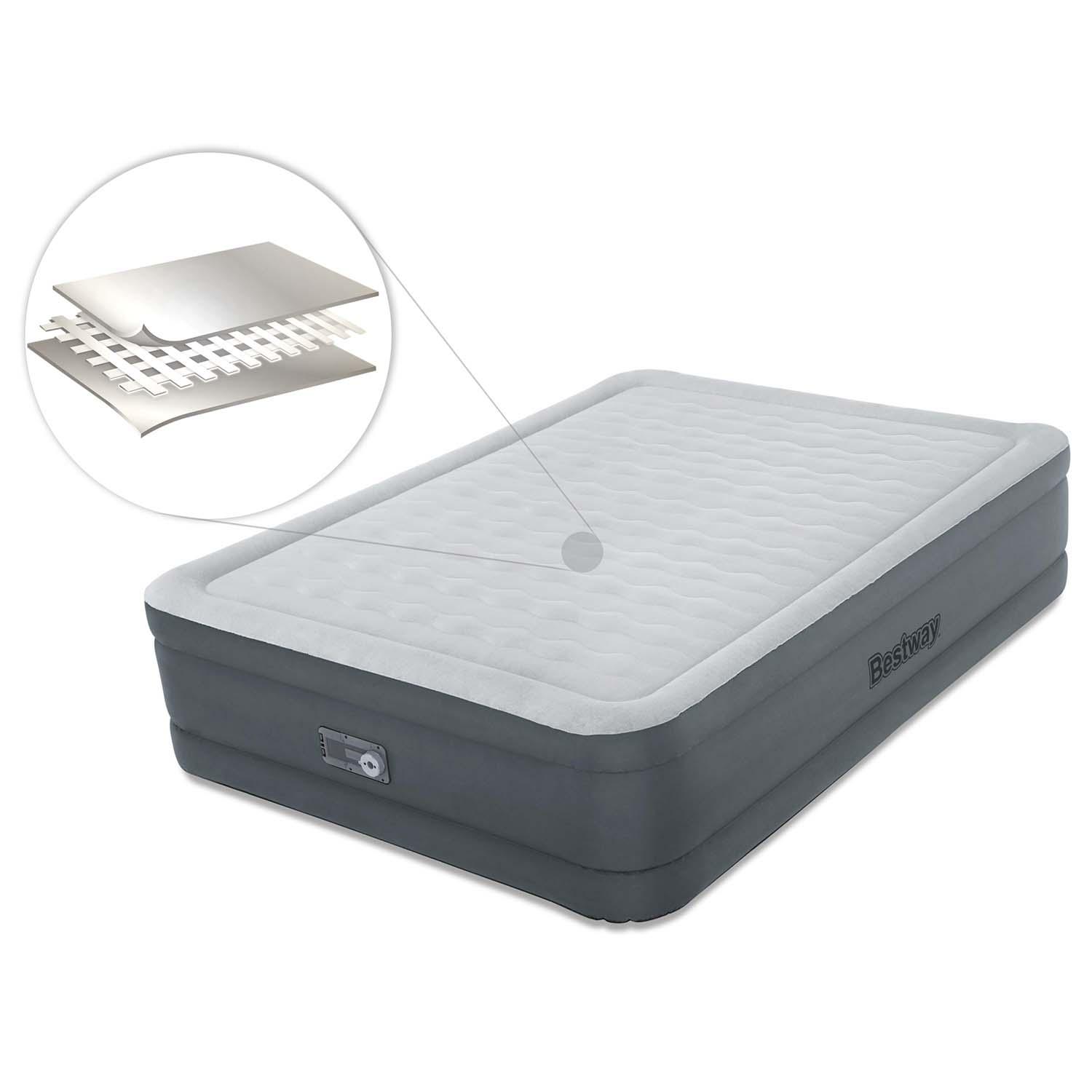 "Bestway® Fortech™" Pripučiamas dvivietis čiužinys "Snugable Top™" įmontuotas kintamosios srovės siurblys, 203 x 152 x 46 cm