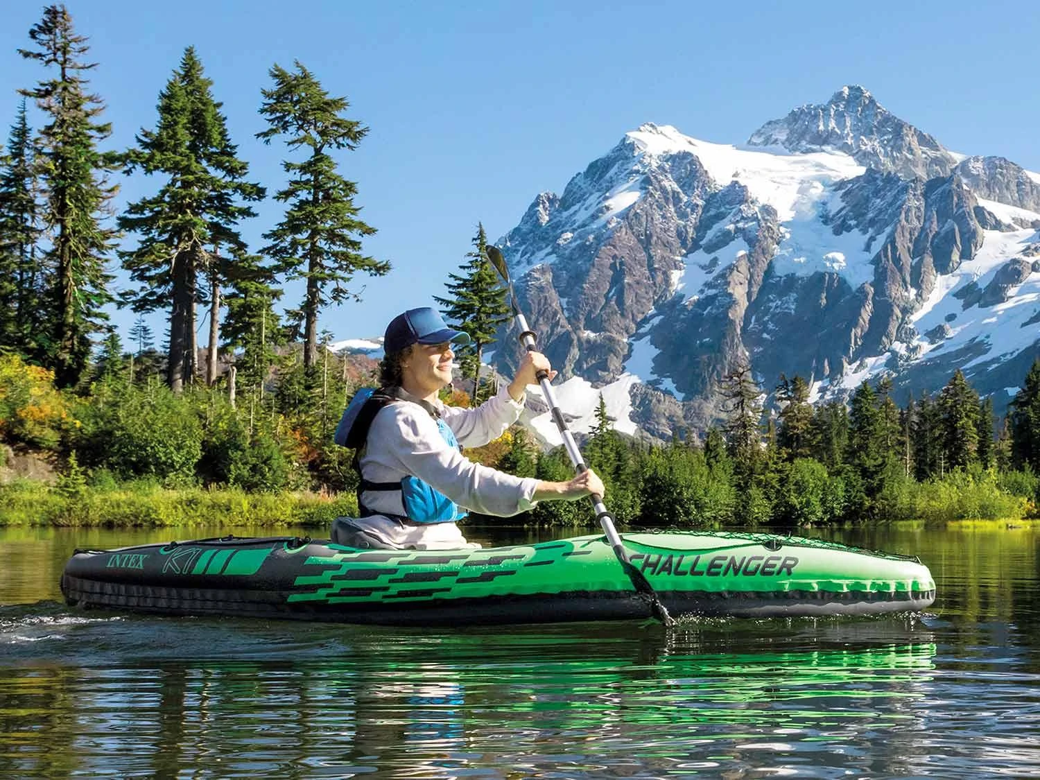 Oars Intex Challenger K1 Kayak, Žalias