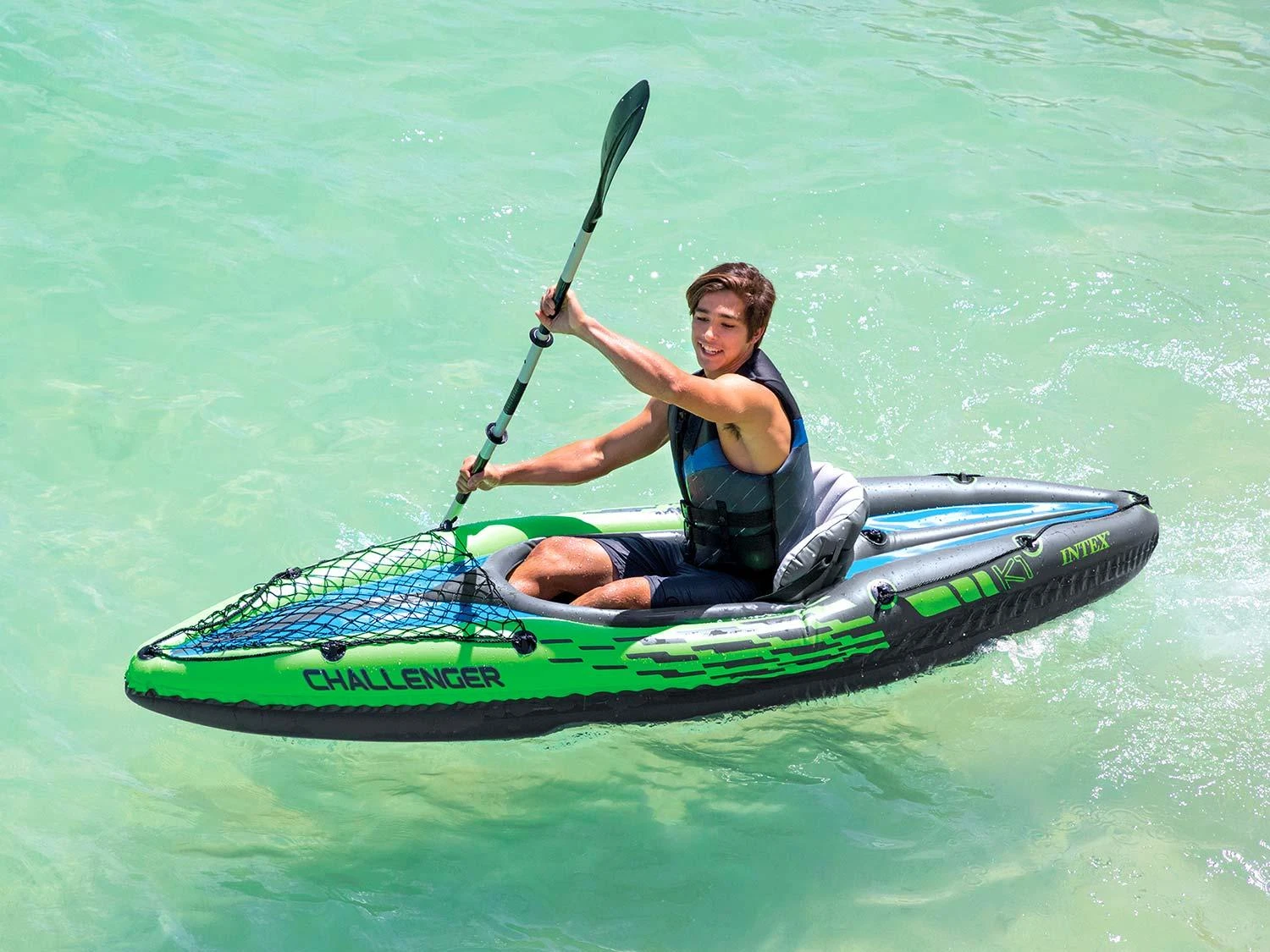 Oars Intex Challenger K1 Kayak, Žalias