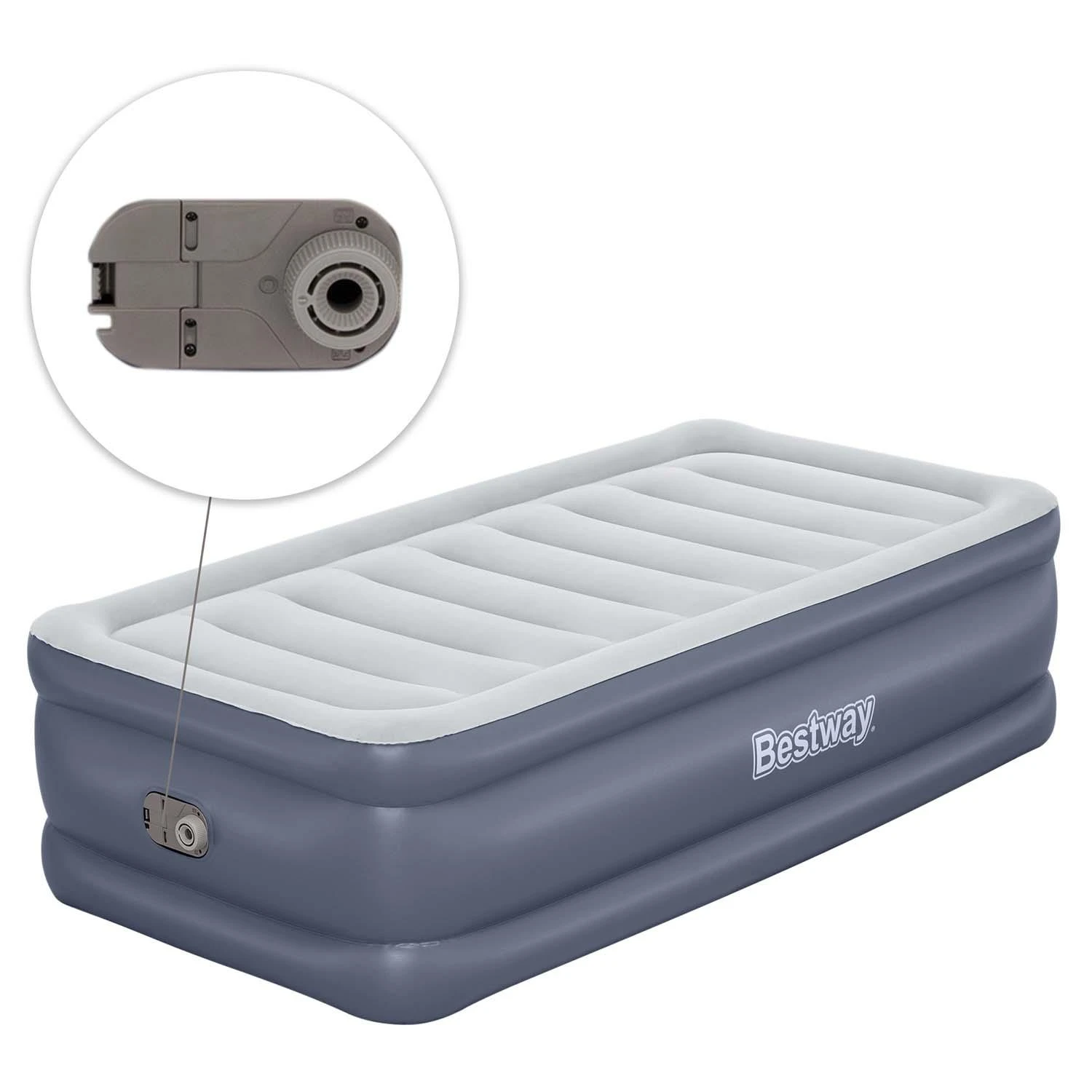 Vienvietis pripučiamas čiužinys su pompa Bestway 191x97x51 cm