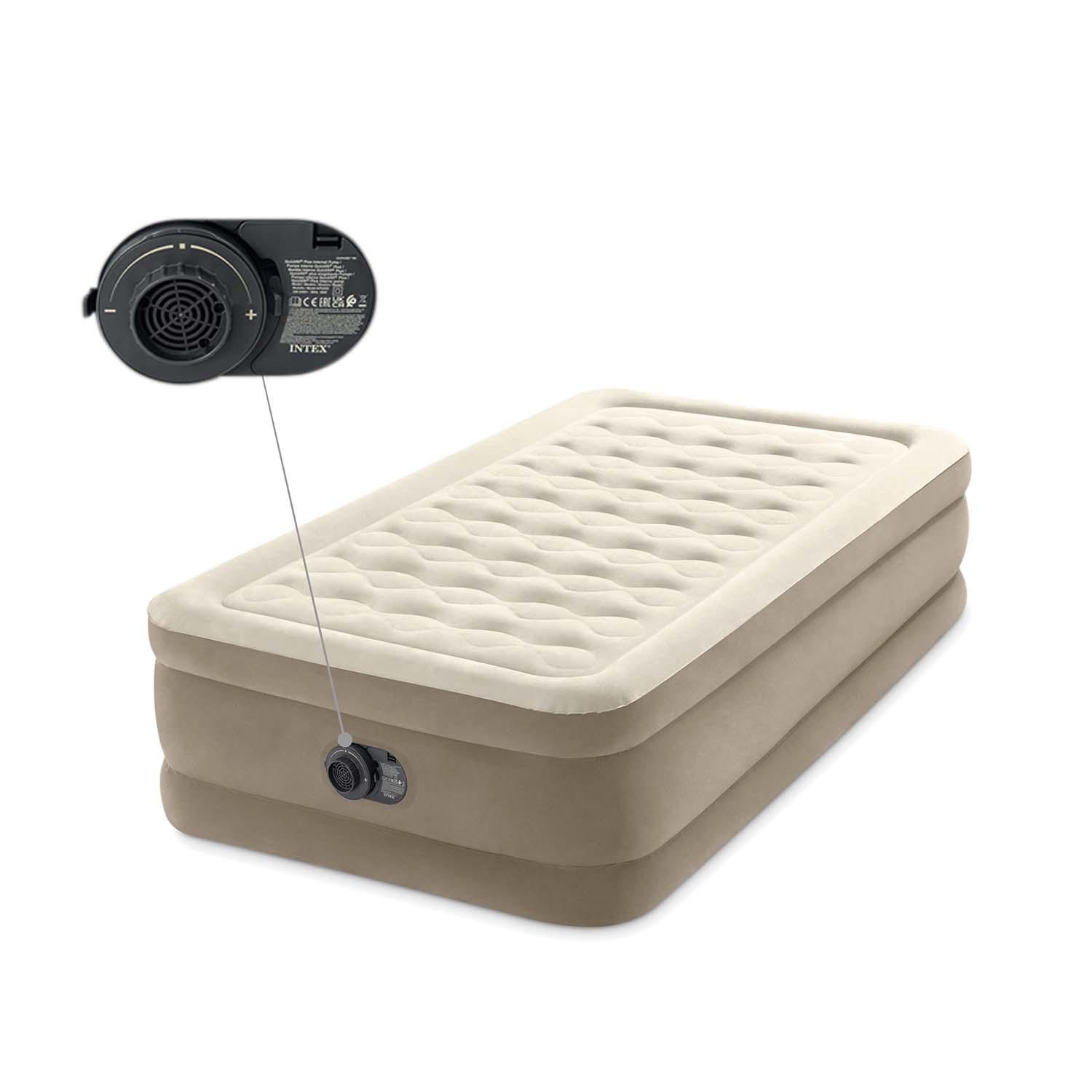 Pripučiamas čiužinys INTEX Twin Ultra Plush su integruota elektrine pompa, 99×191×46 cm