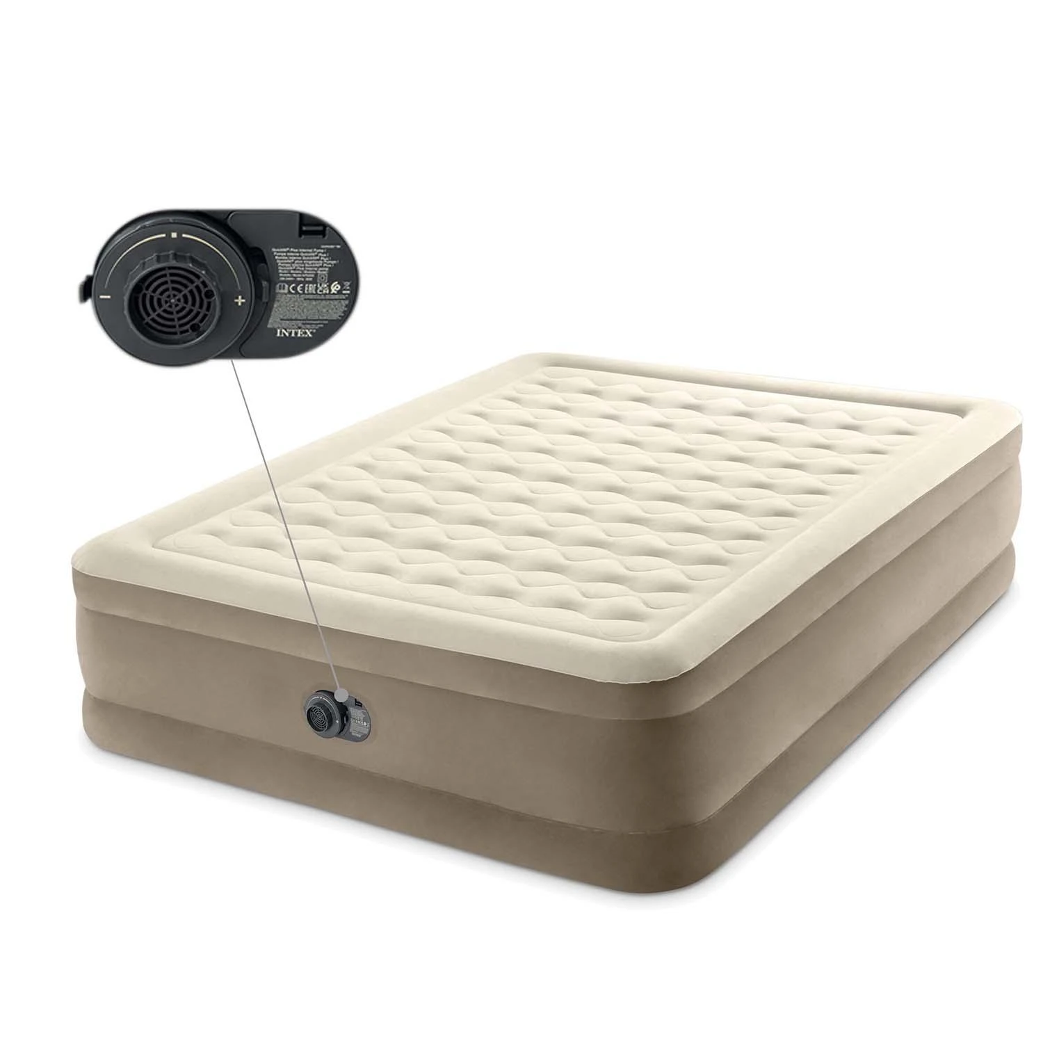 INTEX Pripučiamas čiužinys-lova Ultra Plush Queen su pompa,152x203x46cm